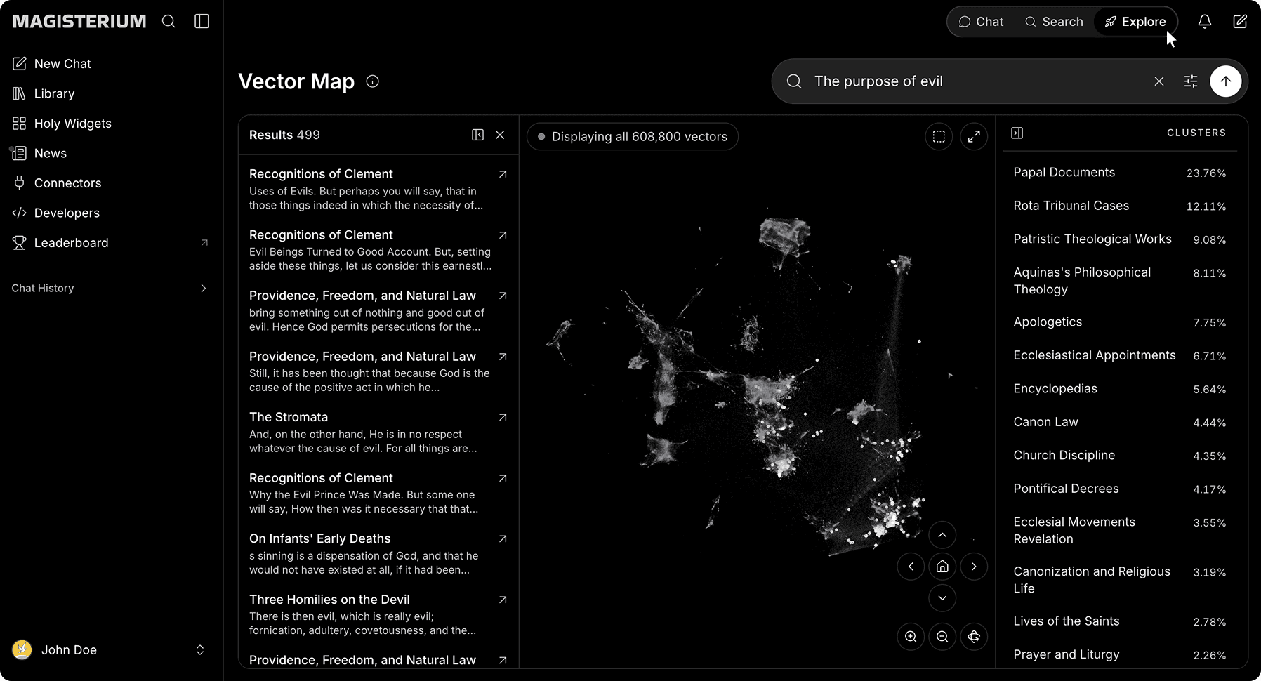 Magisterium AI Explore mode interface