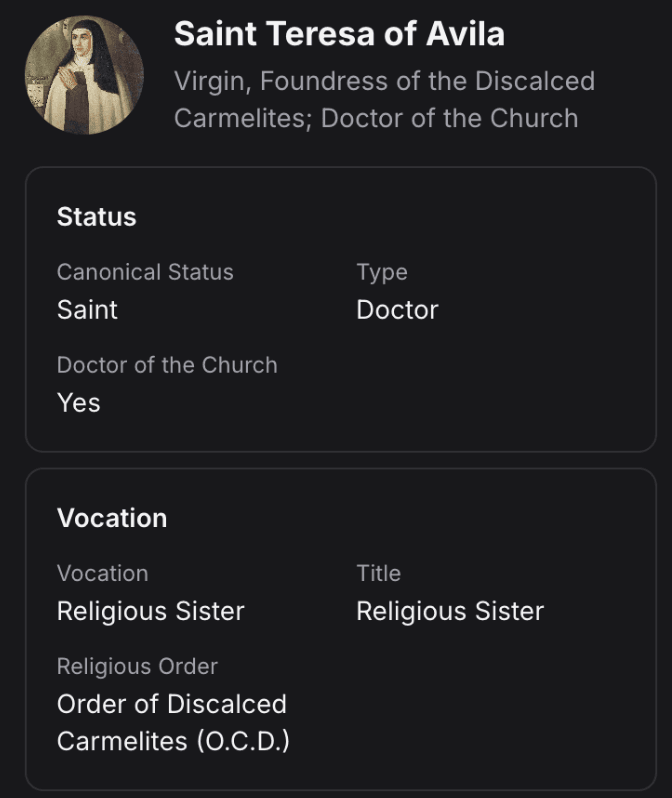 Saints Database
